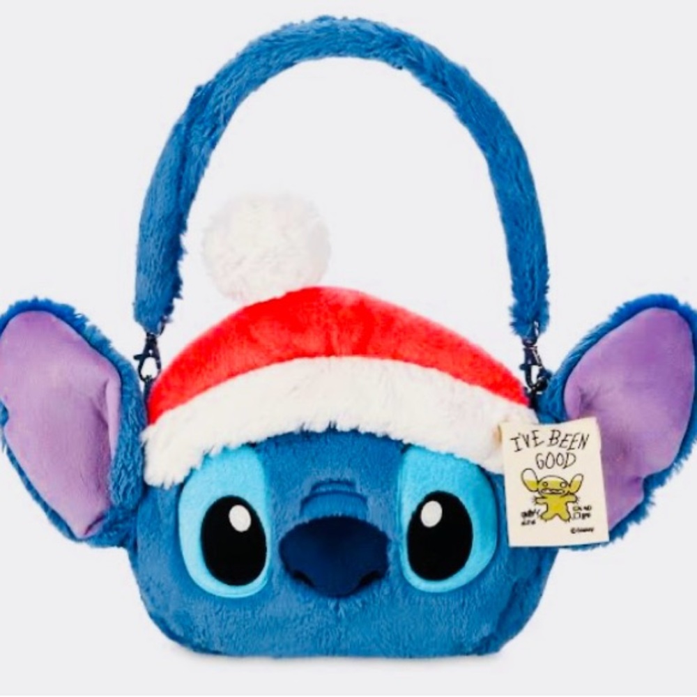 Disney Blue and Red Stitch Holiday Plush Bag